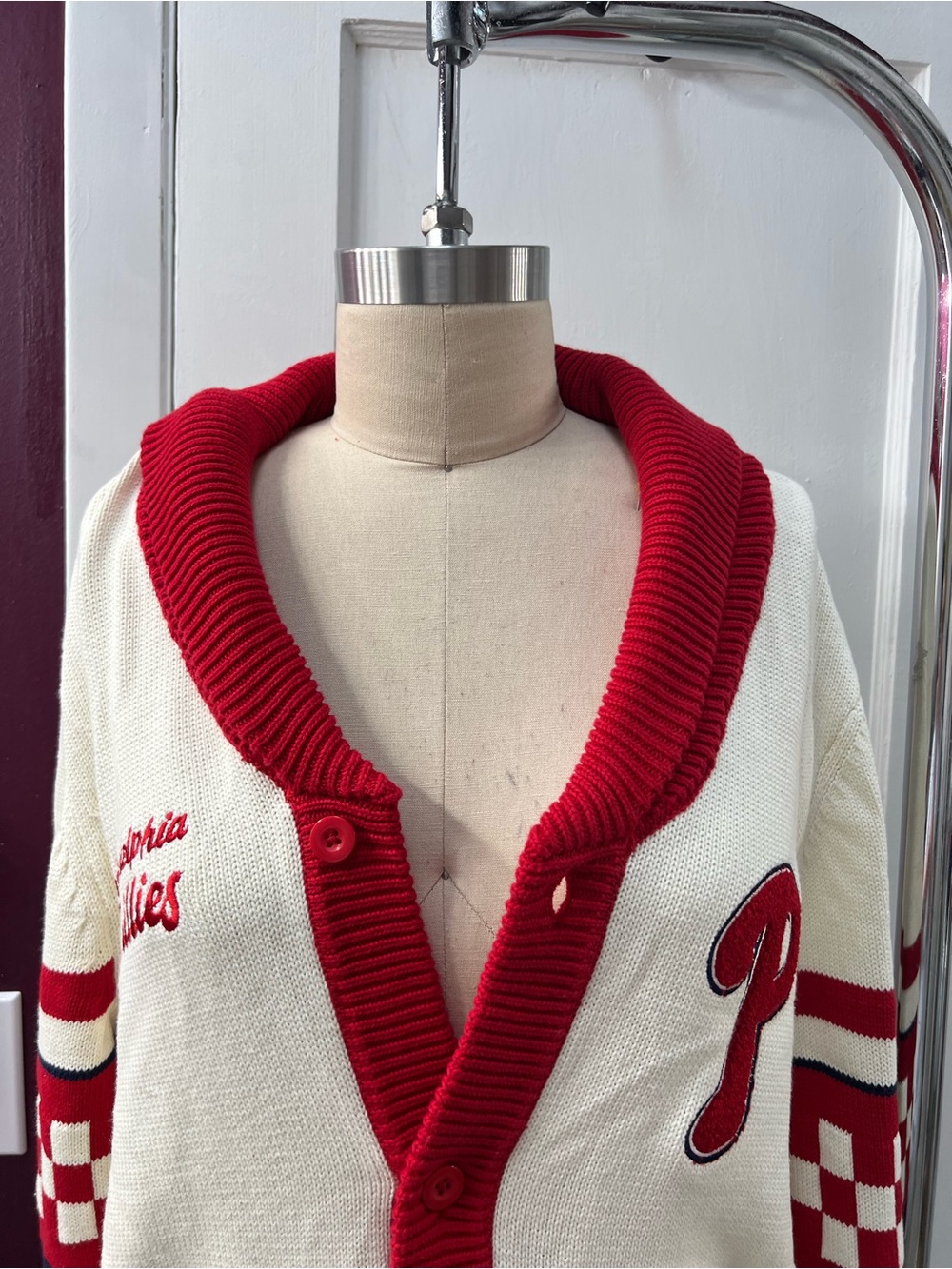Genuine Merchandise Red & Cream Knit Cardigan - Picture 7 of 9